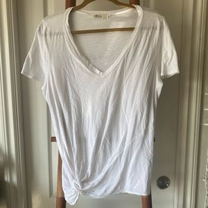 White sheer v neck shirt